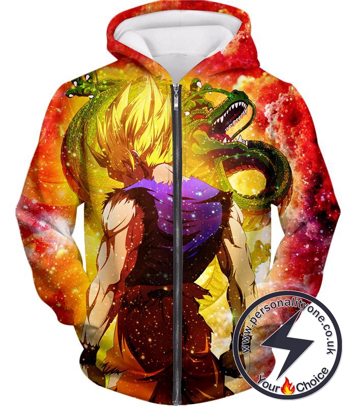 Dragon Ball Super Dragon Ball Best Fighter Goku Super Saiyan Mode Graphic Anime Zip Up Hoodie